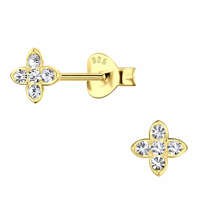 Levně 25123 Stříbrné náušnice pecky se zirkony ZIRKON FLOWER - 5 mm, 0,40 g