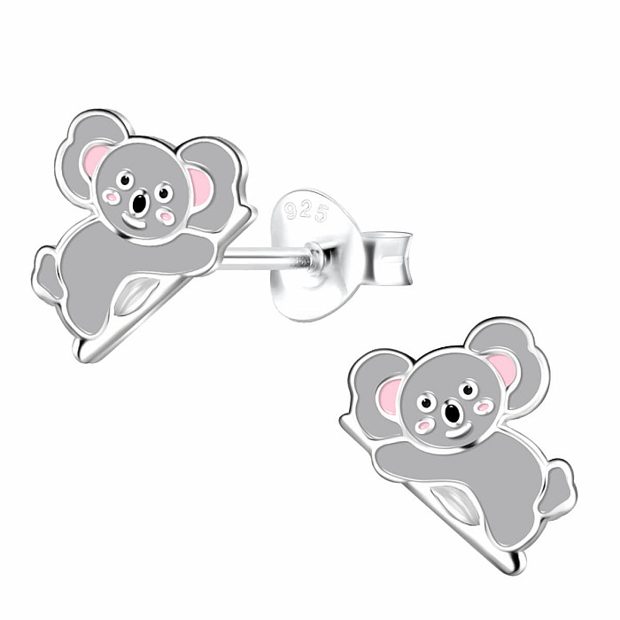 Stříbrné náušnice Medvídek koala - 9 x 7 mm, 0,45 g