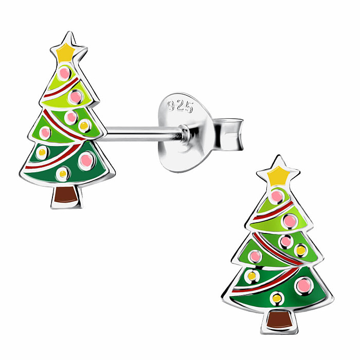 Stříbrné náušnice Vánoční stromek - 6 x 10 mm, 0,47 g