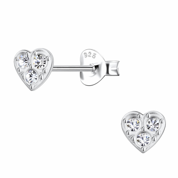 31893 Stříbrné náušnice pecky se zirkony LITTLE HEART - 5 mm, 0,38 g