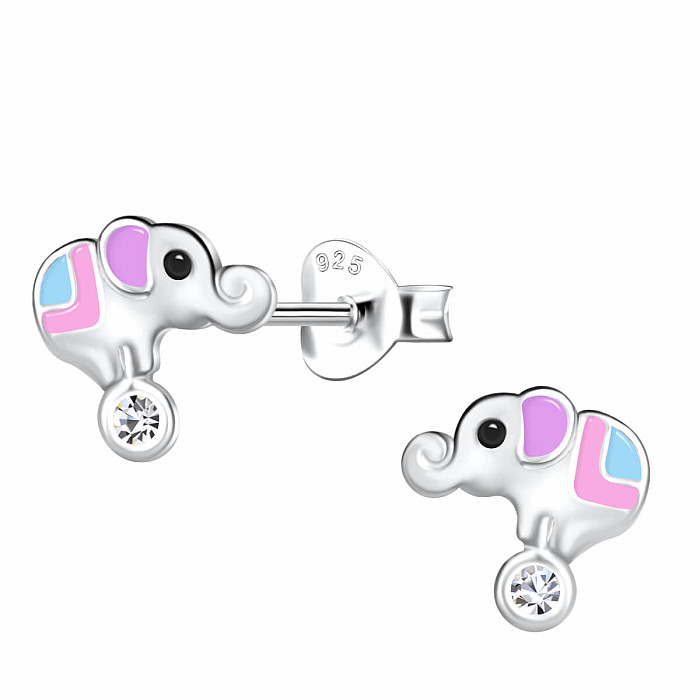 Stříbrné náušnice Slon z cirkusu - 7 x 7 mm, 0,44 g