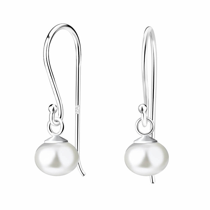 32331 Stříbrné visací náušnice s perlou 6 mm - 18 mm, 0,92 g