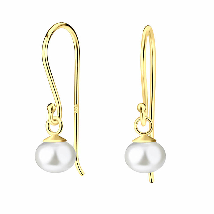 32333 Stříbrné visací náušnice s perlou 4 mm - 18 mm, 0,92 g