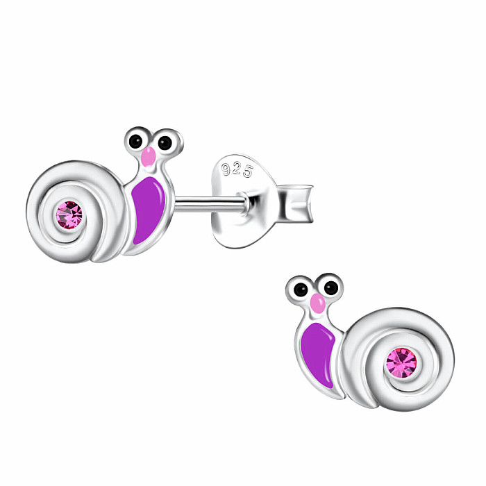 Stříbrné náušnice Fialový šnek - 8 x 6 mm, 0,45 g