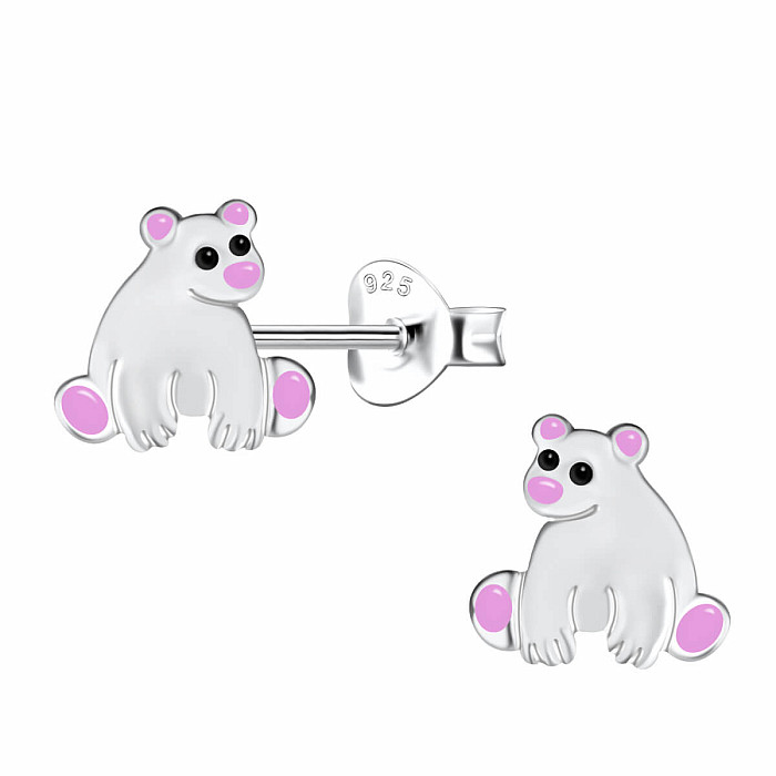 Stříbrné náušnice Lední medvěd - 6 x 8 mm, 0,53 g
