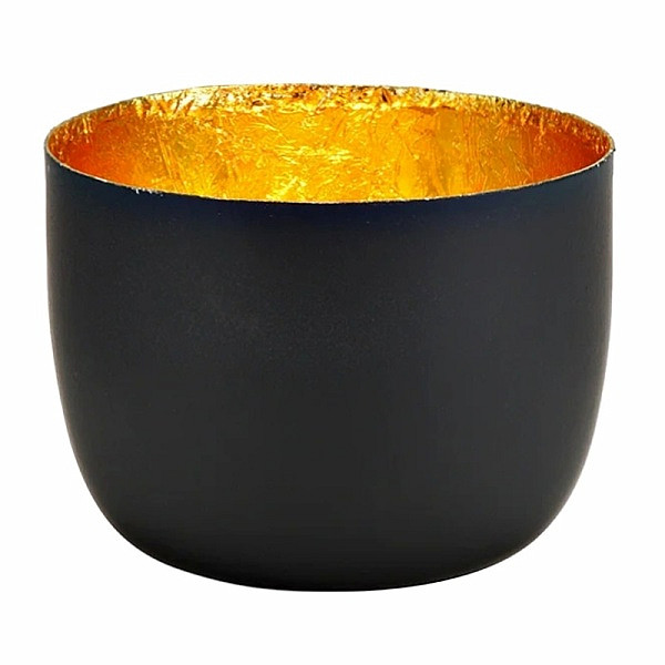 Levně Dekorativní kovový svícen na čajové svíčky černý 10 cm - 8 x 10 cm