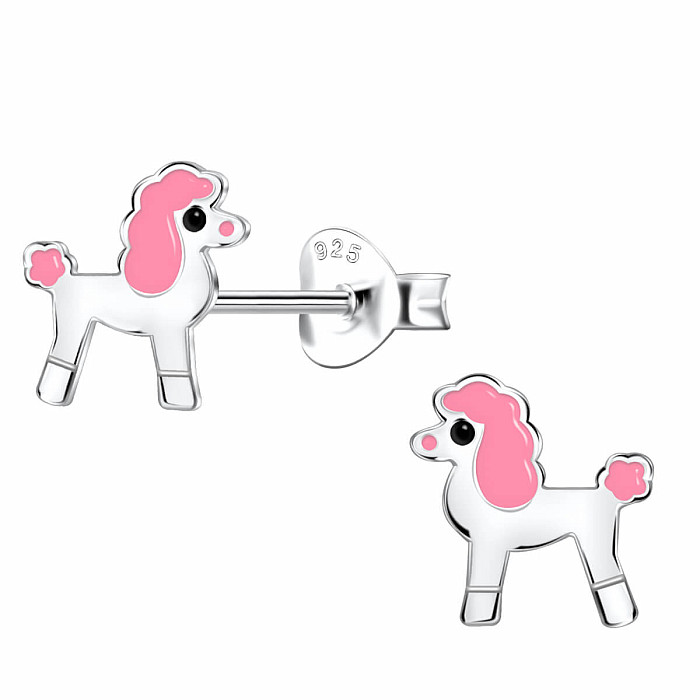 Stříbrné náušnice Chytrý pudl - 8 x 8 mm, 045 g