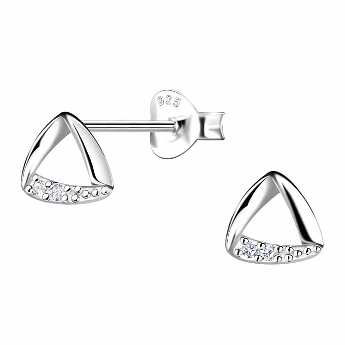 3235 Stříbrné náušnice pecky se zirkony GEOMETRY - 6 mm, 0,61 g