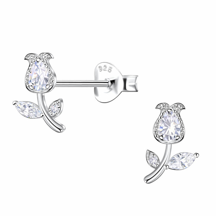33280 Stříbrné náušnice pecky se zirkony TULIPÁN 8 mm - 8 mm, 0,72 g