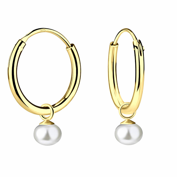 33443 Stříbrné kruhové náušnice 12 mm PERLA GOLD - 1,2 cm, 0,70 g