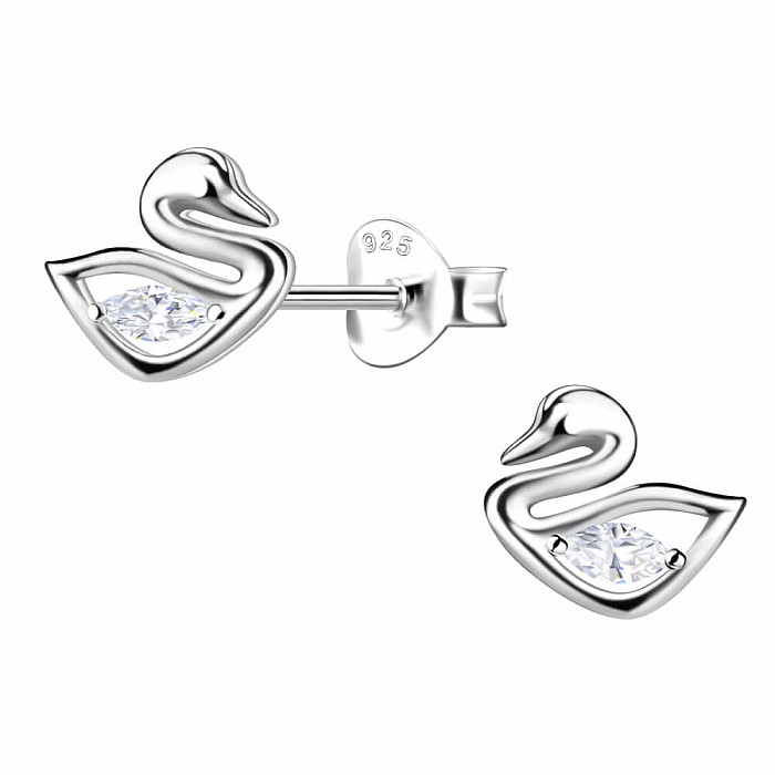 33580 Stříbrné náušnice pecky se zirkony LABUŤ - 7 mm, 0,84 g