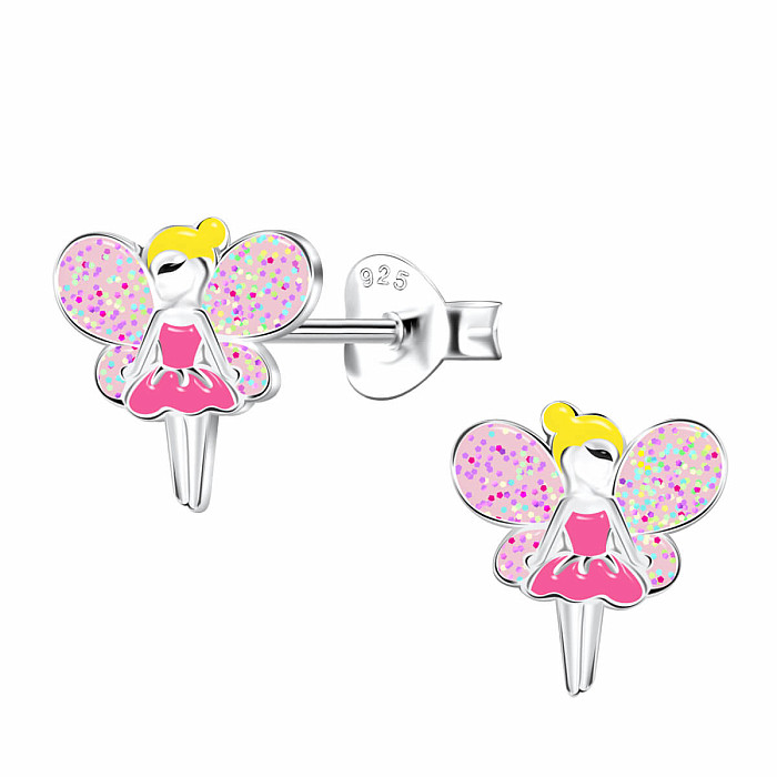 Stříbrné náušnice Růžová víla - 9 x 9 mm, 0,54 g
