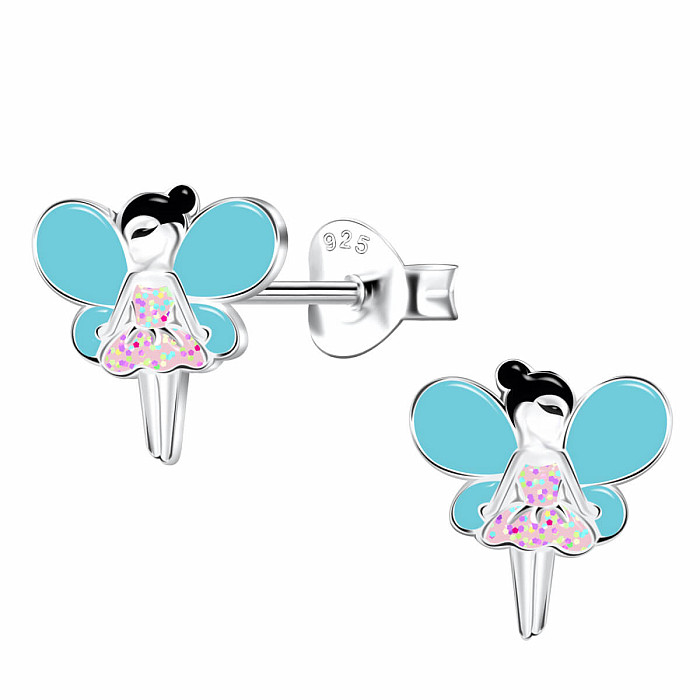 Stříbrné náušnice Tyrkysová víla - 9 x 9 mm, 0,54 g