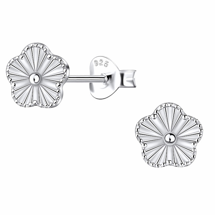 33748 Stříbrné náušnice pecky HIBISCUS - 7 mm, 0,78 g