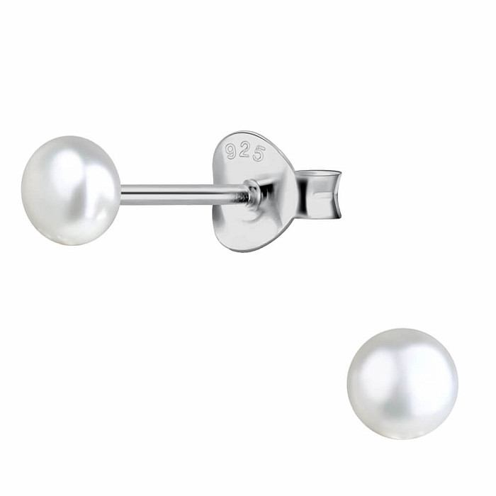 06469 Stříbrné náušnice SLADKOVODNÍ PERLA WHITE - 4 mm, 0,50 g