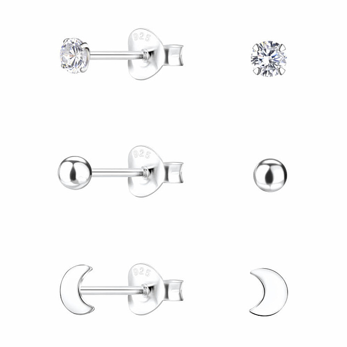 34022 Stříbrné náušnice pecky sada MOON - 0,3 - 0,5 cm, 1,25 g