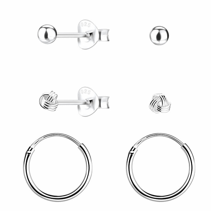 34047 Stříbrné náušnice pecky a kruhy základní set - 3 - 12 mm, 1,32 g