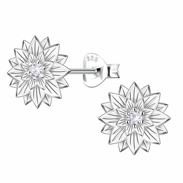 4366 Stříbrné náušnice pecky se zirkony DAHLIA - 10 mm, 1,65 g