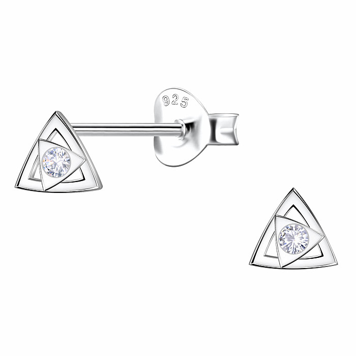 34407 Stříbrné náušnice pecky se zirkony TRIANGLE - 5 mm, 0,56 g