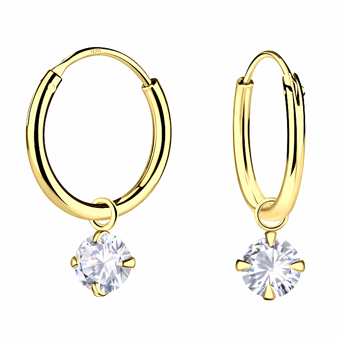 35029 Stříbrné kruhové náušnice 12 mm SHINE GOLD - 1,2 cm, 0,67 g