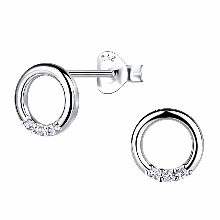 36898 Stříbrné náušnice pecky se zirkony SMALL CIRCLE - 7 mm, 0,78 g