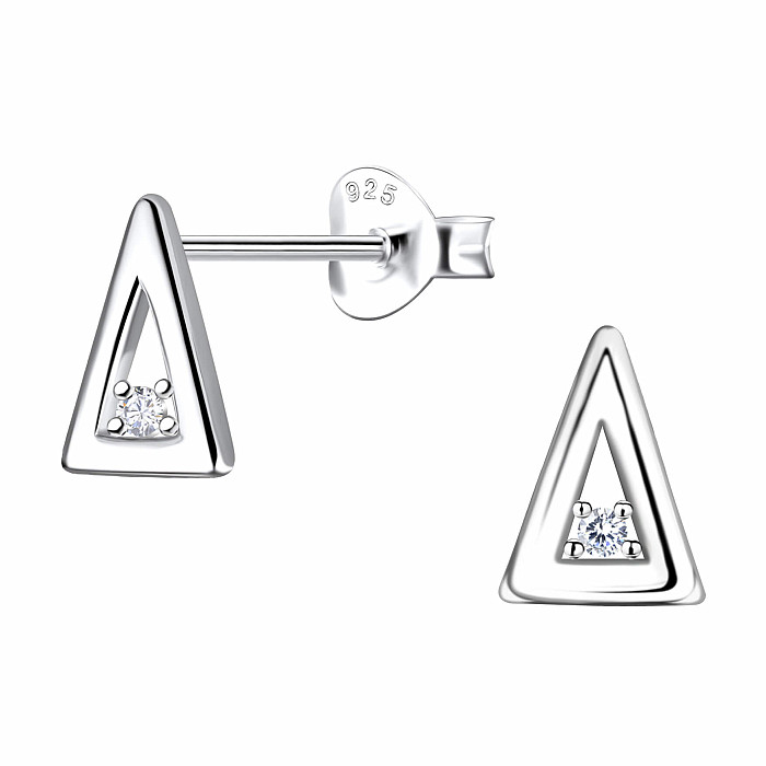 36911 Stříbrné náušnice pecky se zirkony TRIANGLE II - 8 mm, 0,79 g