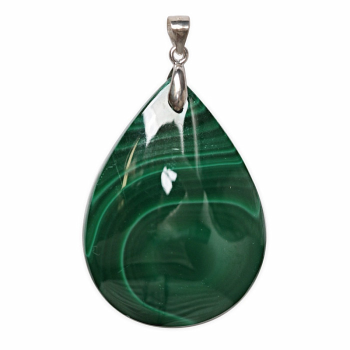 Malachit přívěsek stříbro Ag 925 č. 11 - 4 cm, 17,5 g