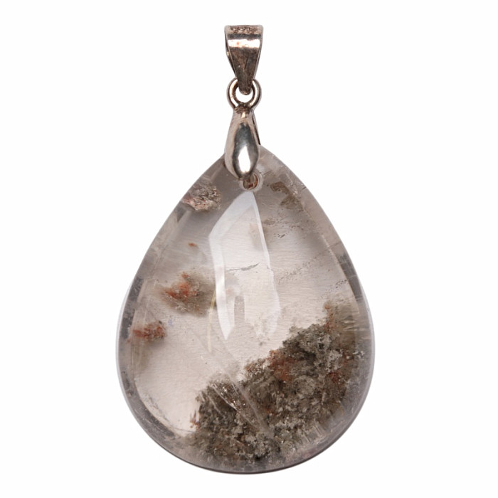 Lodolit - křišťál s inkluzemi přívěsek stříbro Ag 925 č. 11 - 2,9 cm, 11,1 g