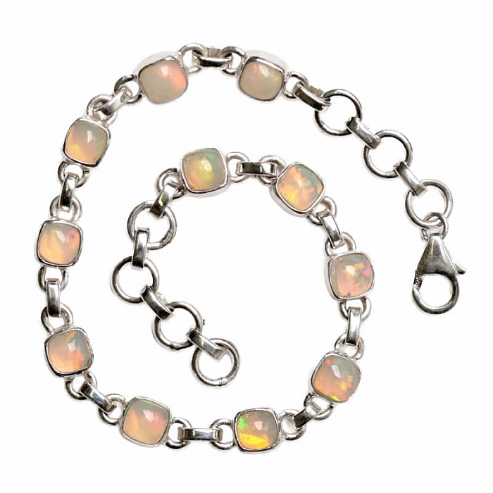 Opál etiopský náramek stříbro Ag 925 B110 - 18,5 - 21 cm, 8,5 g