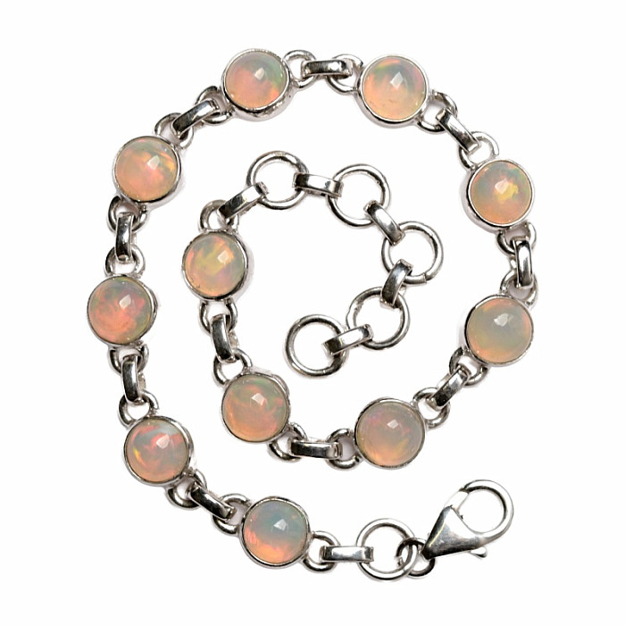 Opál etiopský náramek stříbro Ag 925 B111 - 18 - 21 cm, 8,9 g