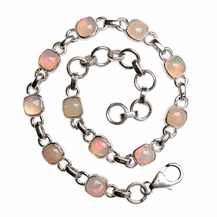 Opál etiopský náramek stříbro Ag 925 B114 - 18 - 22 cm, 8,4 g