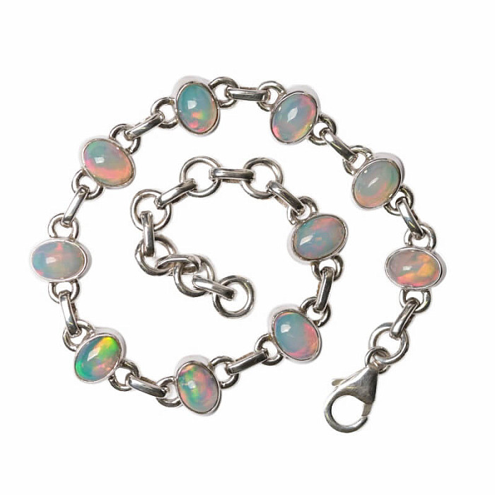 Opál etiopský náramek stříbro Ag 925 B116 - 16,5 - 20,5 cm, 10,1 g