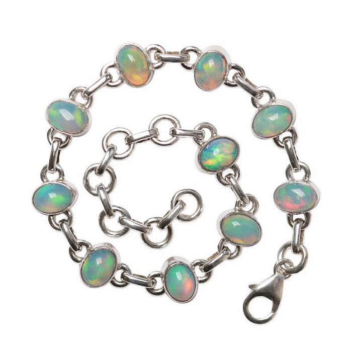Opál etiopský náramek stříbro Ag 925 B118 - 16,5 - 20,5 cm, 10 g