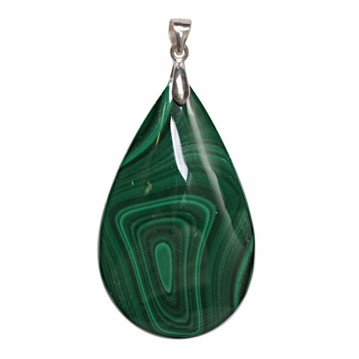 Malachit přívěsek stříbro Ag 925 č. 12 - 4,3 cm, 18,5 g