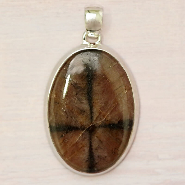 Chiastolit přívěsek stříbro Ag 925 P1220 - 3,7 cm, 14,8 g