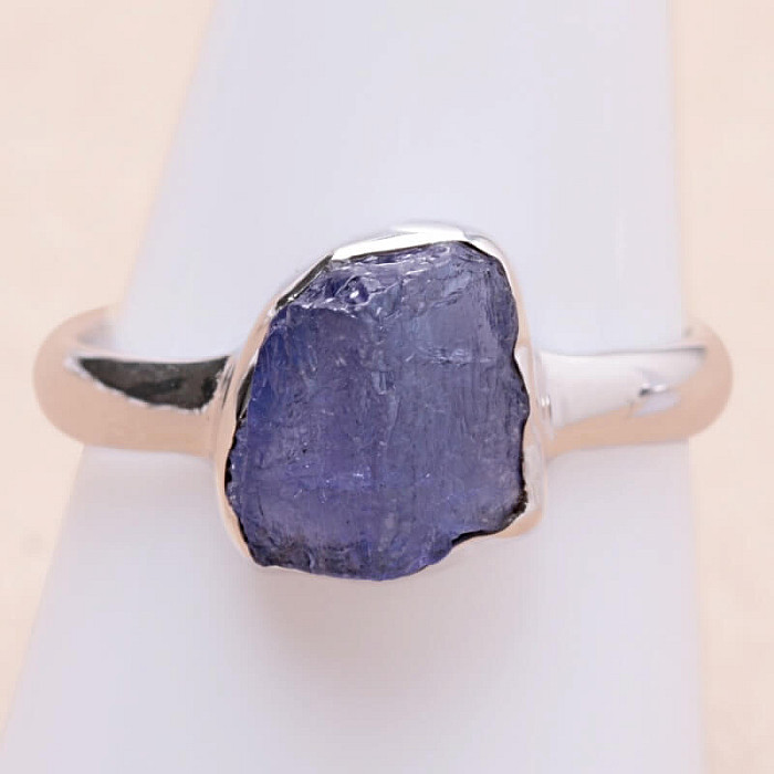 Levně Tanzanit surový prsten stříbro Ag 925 LOT126 - 62 mm (US 10), 3,4 g
