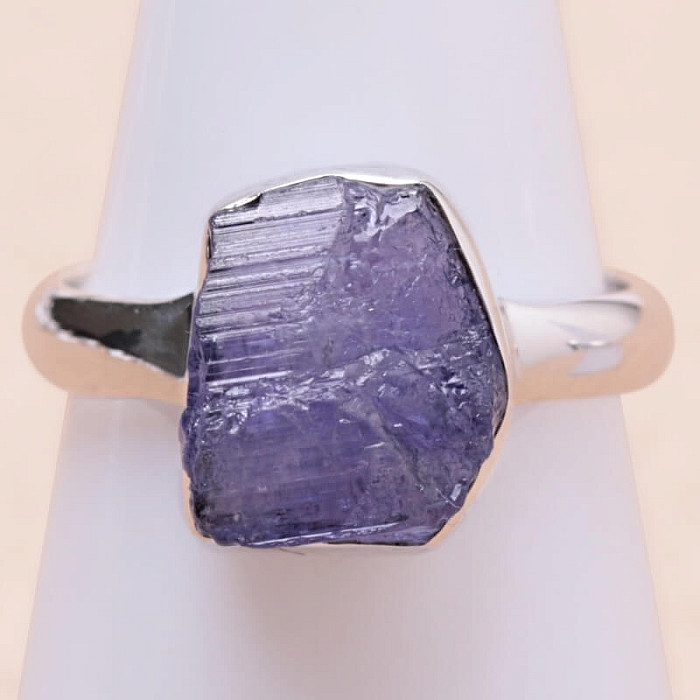Levně Tanzanit surový prsten stříbro Ag 925 LOT132 - 54 mm (US 7), 3,3 g