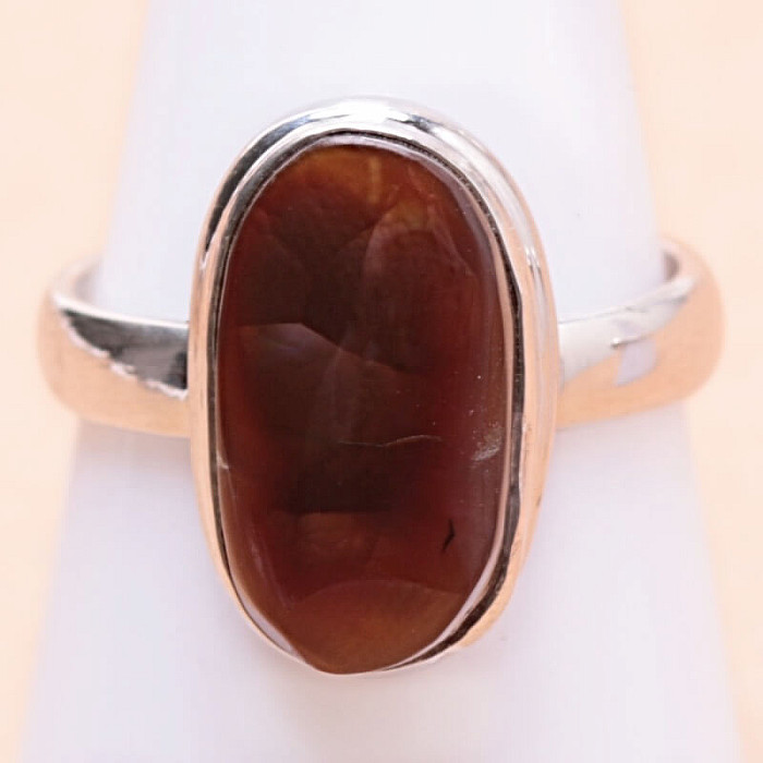 Levně Achát mexický ohnivý prsten stříbro Ag 925 LOT14 - 56 mm (US 7,5), 4,9 g