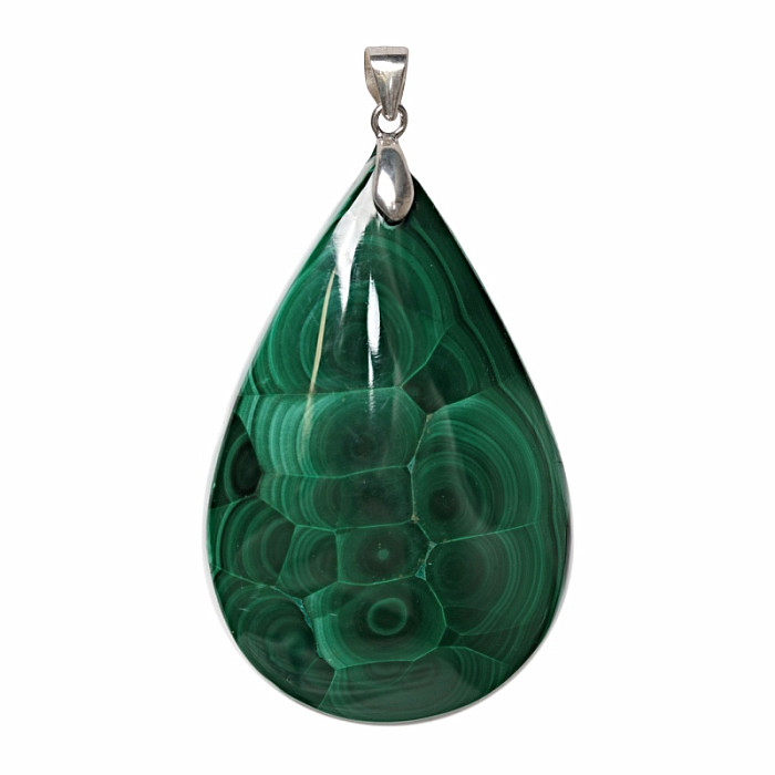 Malachit přívěsek stříbro Ag 925 č. 14 - 4,4 cm, 22,6 g