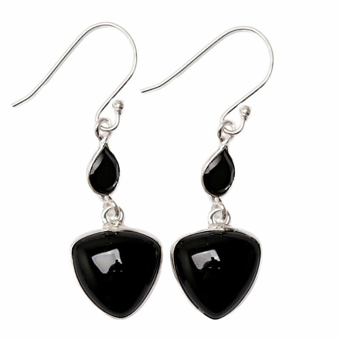 Onyx náušnice stříbro Ag 925 E1411 - 2,6 cm, 4,2 g