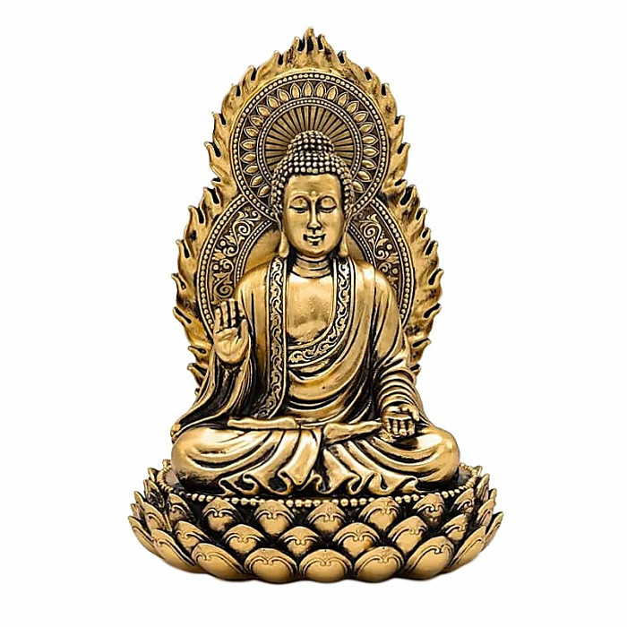 Buddha na lotosovém květu Abhaya mudra soška 27 cm - cca 15,5 x 19 x 27 cm