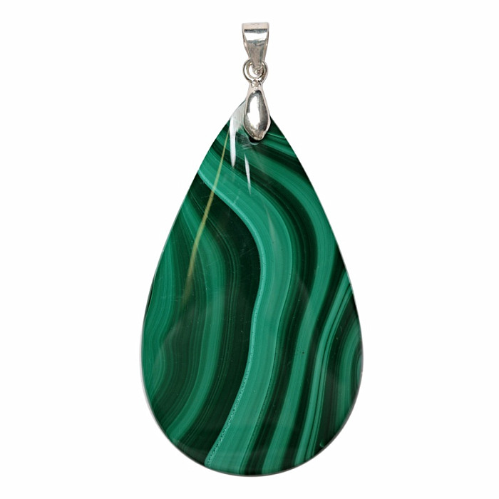 Malachit přívěsek stříbro Ag 925 č. 15 - 4,6 cm, 19 g