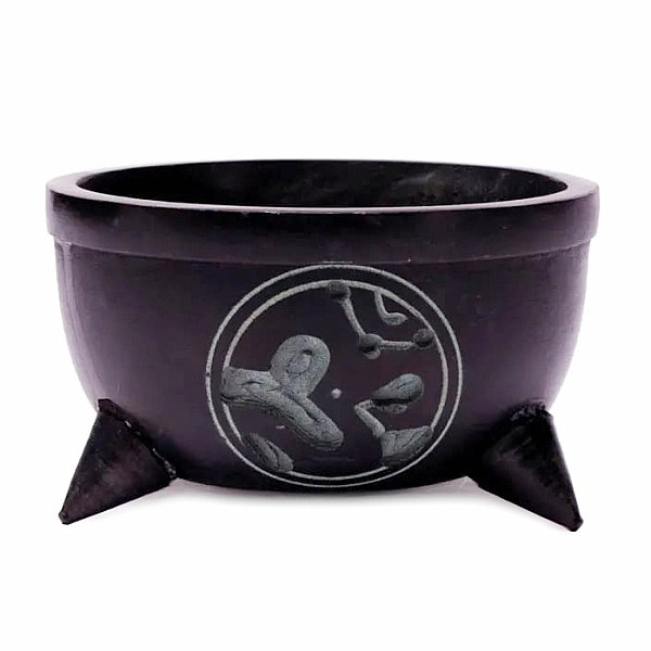 Stojánek na vonné tyčinky Miska černá symbol Óm - 6 cm