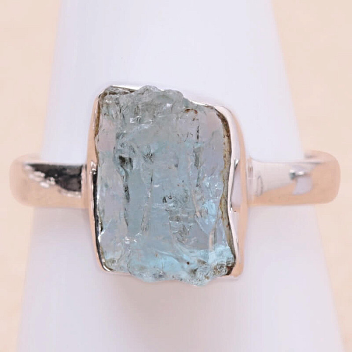 Akvamarín surový prsten stříbro Ag 925 R1515 - 60 mm (US 9,5), 4 g