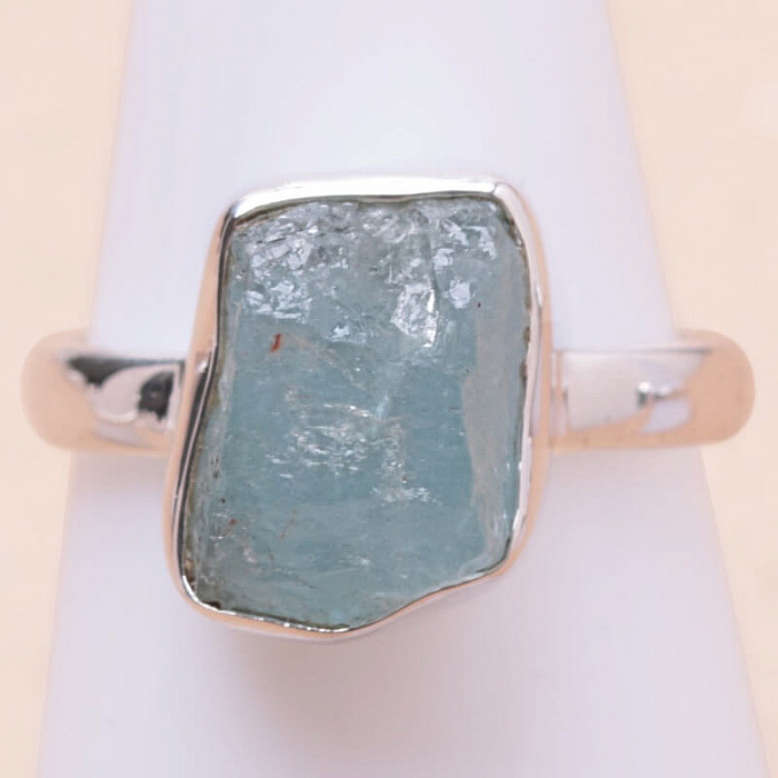 Akvamarín surový prsten stříbro Ag 925 R1516 - 57 mm (US 8), 4 g