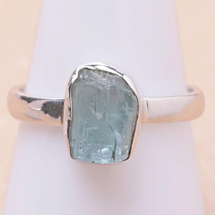 Akvamarín surový prsten stříbro Ag 925 R1518 - 59 mm (US 9), 3,3 g