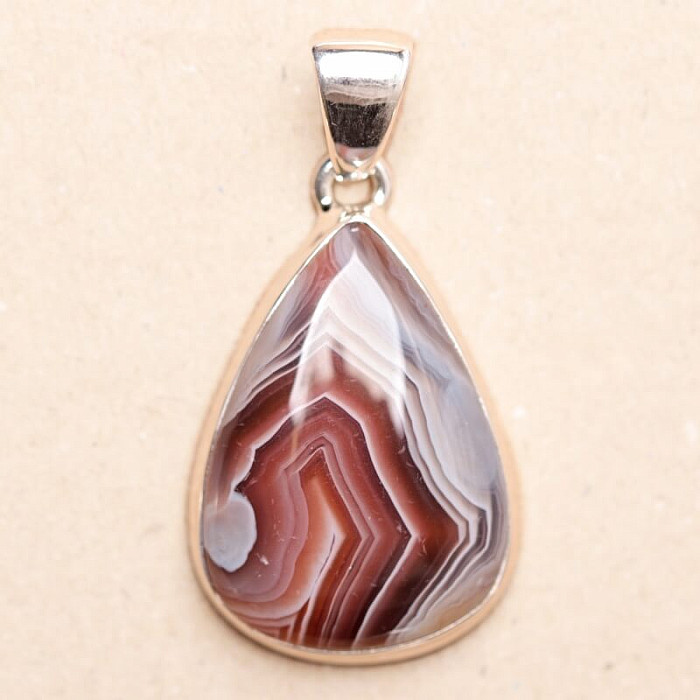 Achát Botswana přívěsek stříbro Ag 925 P1522 - 2,8 cm, 8,1 g