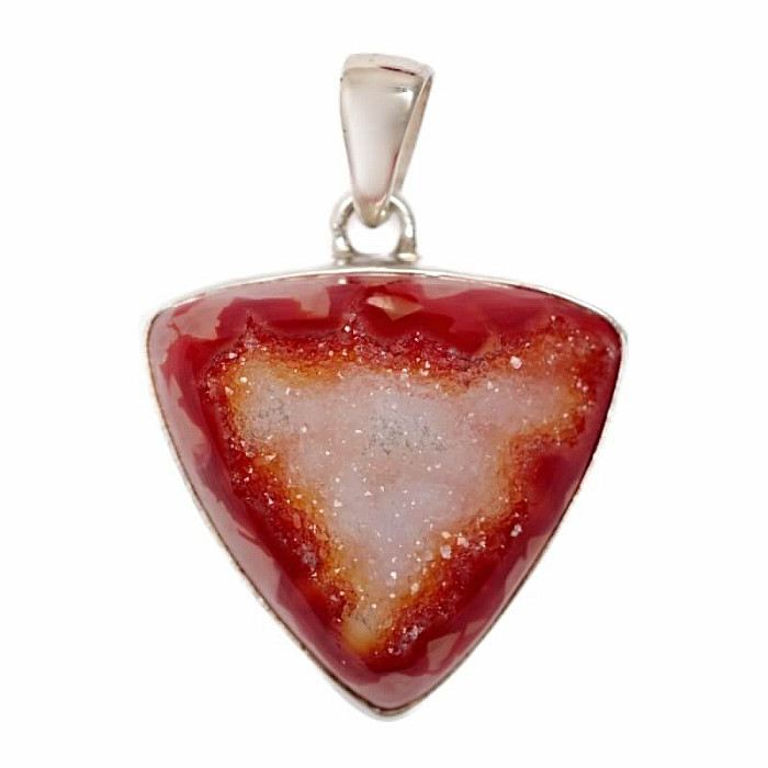 Achát drúzička red aura přívěsek stříbro Ag 925 P155 - 2,2 cm, 7,4 g