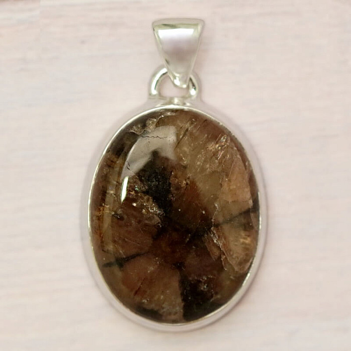 Chiastolit přívěsek stříbro Ag 925 P1551 - 2,5 cm, 9,3 g