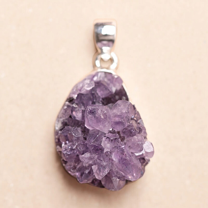 Ametyst drůzička přívěsek stříbro Ag 925 P1570 - 2,6 cm, 13,7 g